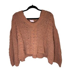 Pink Lily Women's Hooded Crop Sweater in Blush - Medium (EUC)